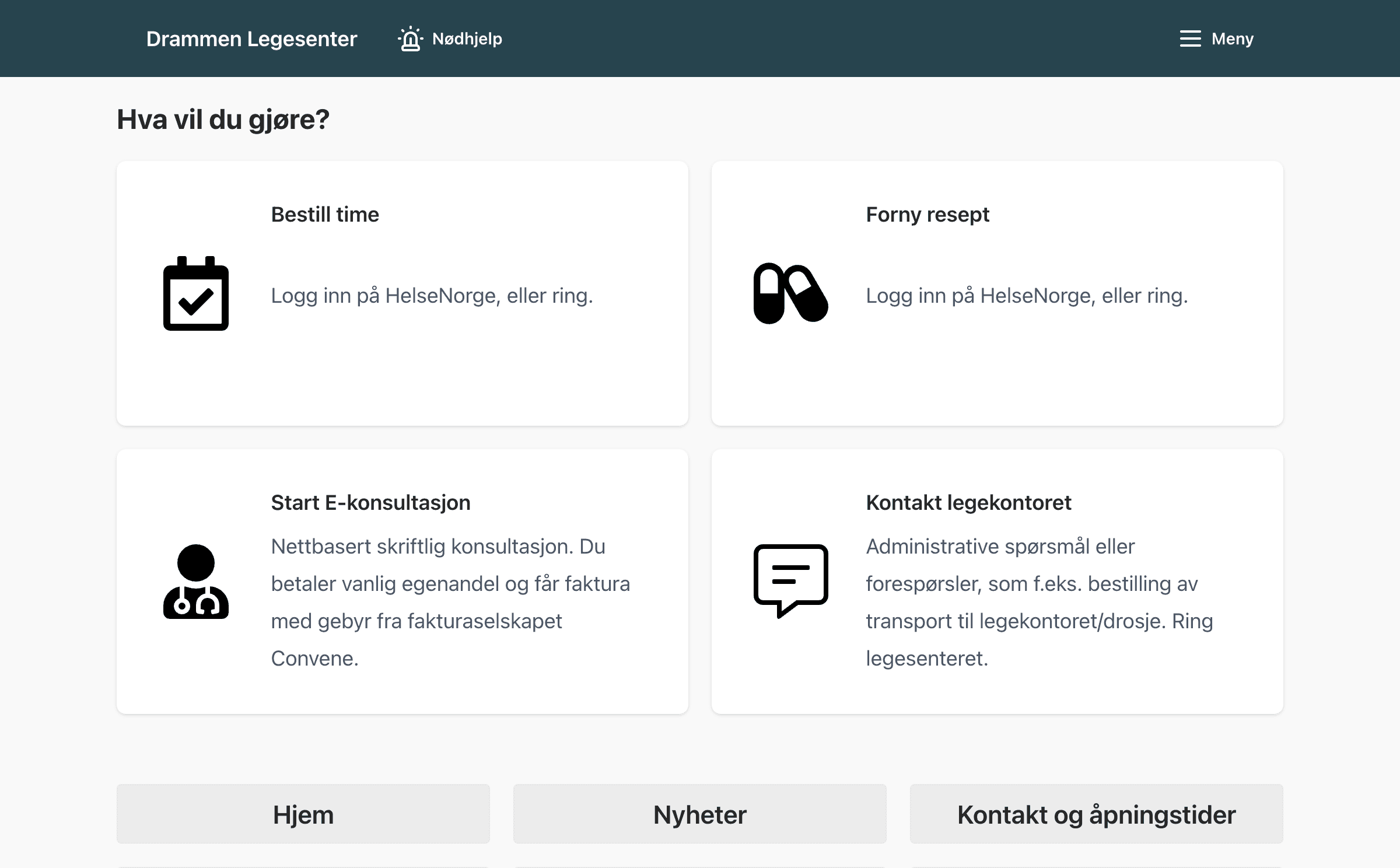 Screenshot of drammenlegesenter.medweb.no