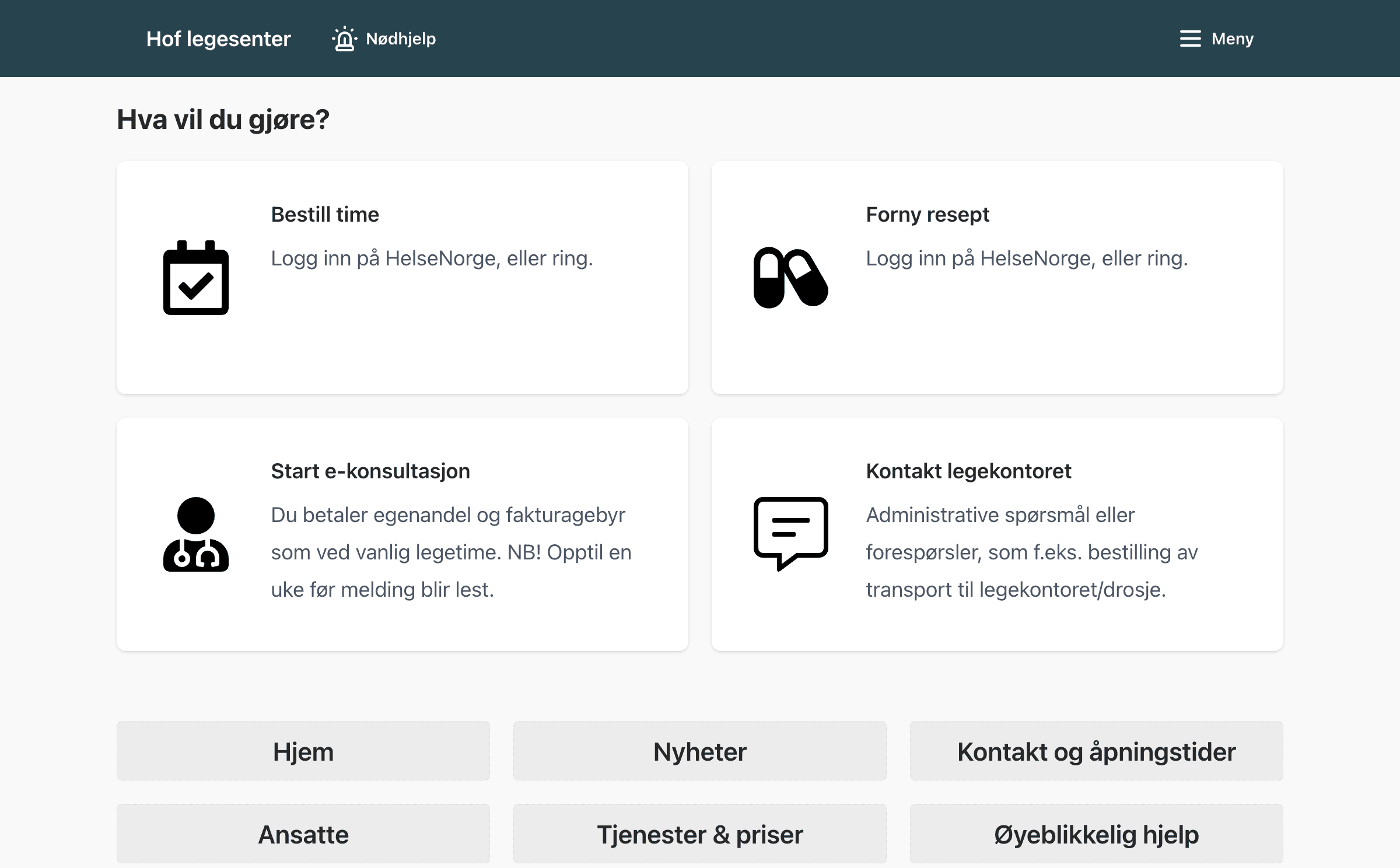 Screenshot of hoflegesenter.medweb.no