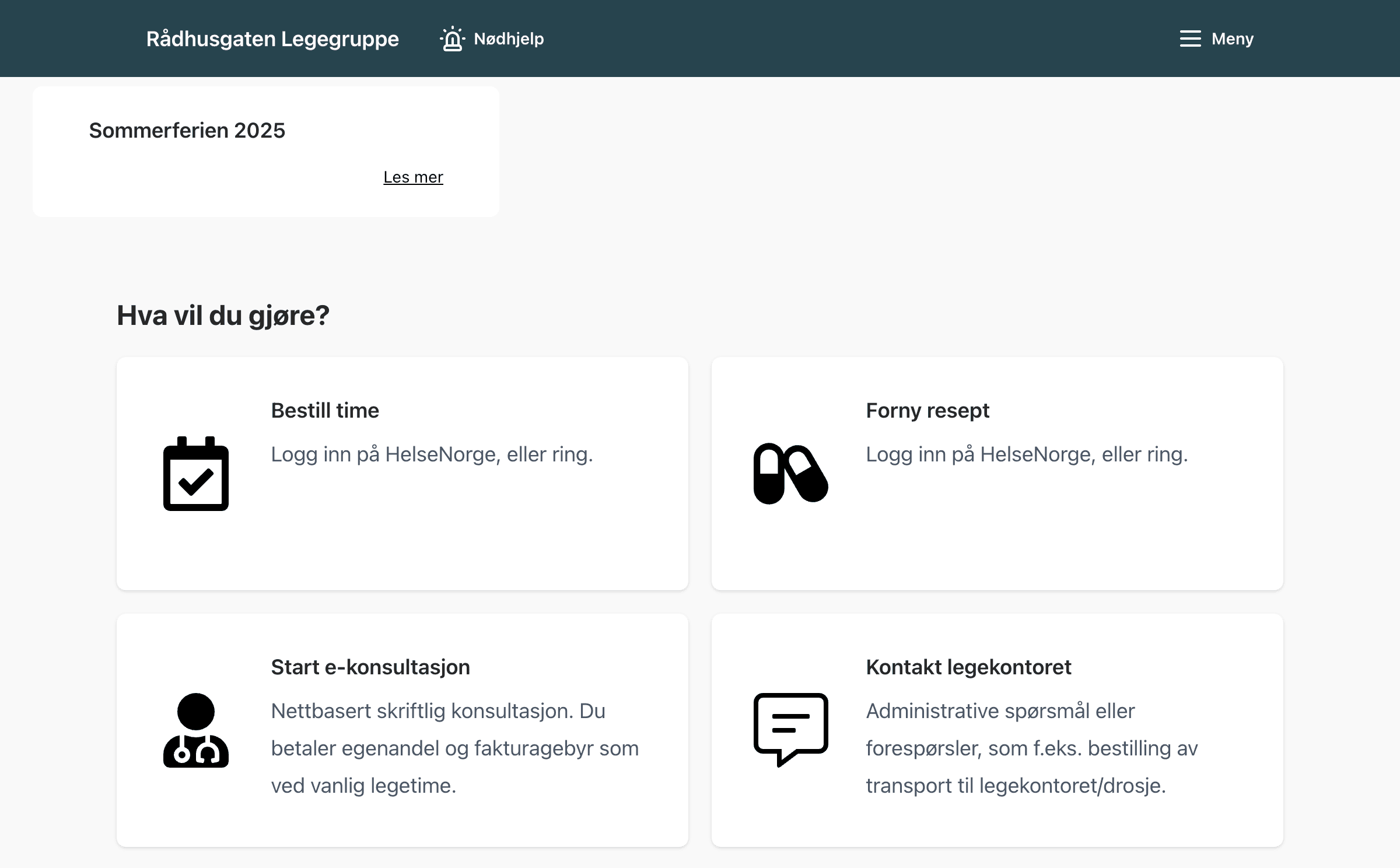 Screenshot of radhusgatenlegegruppe.medweb.no